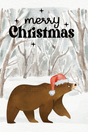 Christmas Bear in Woods