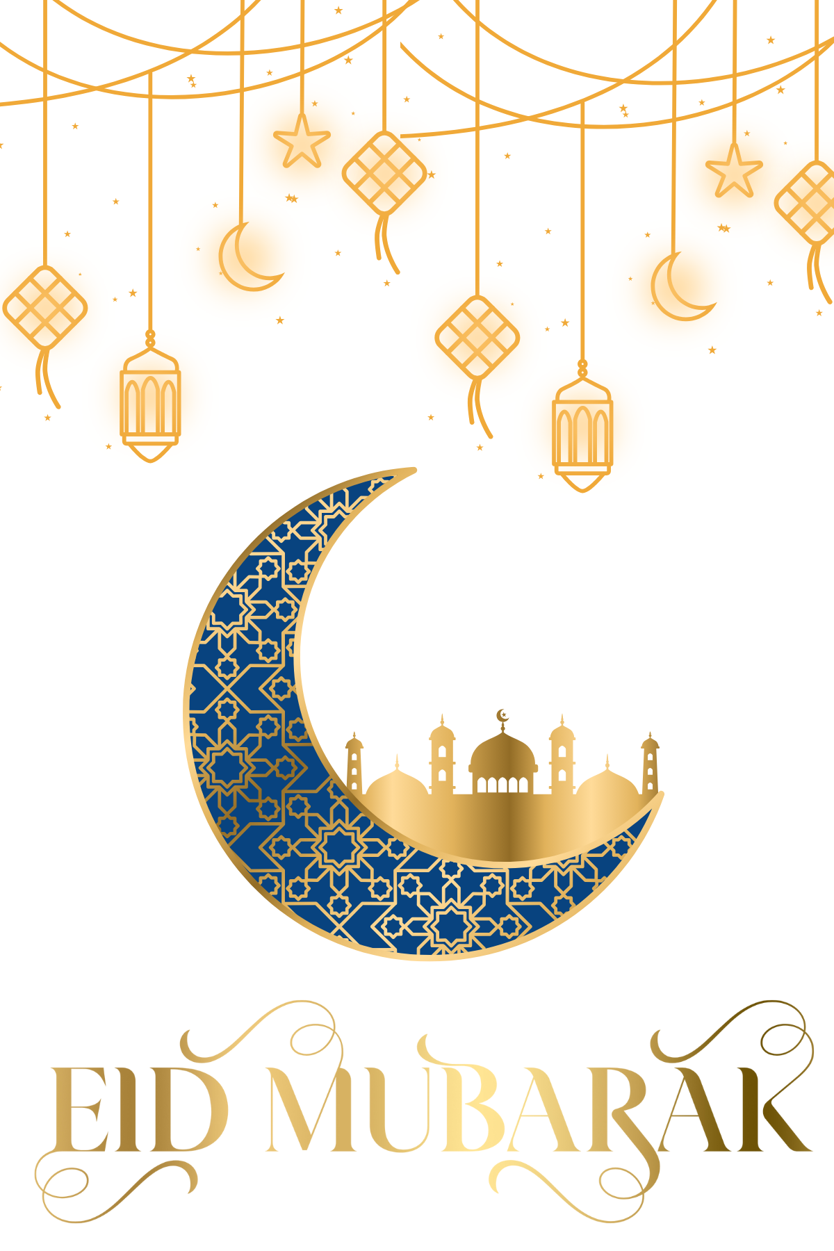 Eid Navy Blue Gold Crescent